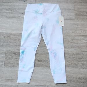 Fabletics High Waisted Solid Leggings Womens XL White Pink Blue Nwt